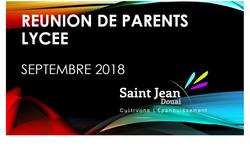 Réunion parents Lycée - rentrée 2018