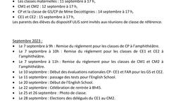 Calendrier Ecole 2023/2024