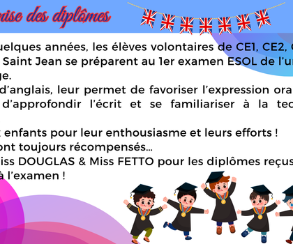 Remise des diplômes des STARTERS/MOVERS/FLYERS