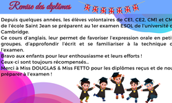 Remise des diplômes des STARTERS/MOVERS/FLYERS