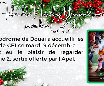 Film de Noël à l'hippodrome pour les CE1
