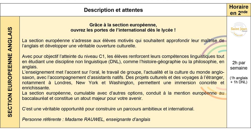 section euro anglais