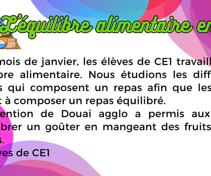L'alimentation en CE1