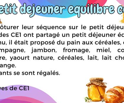 Petit déjeuner équilibré en CE1