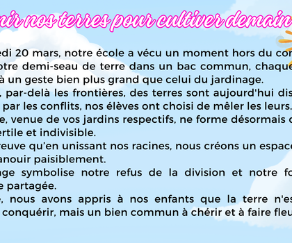 Ménage de printemps : Unir nos terres